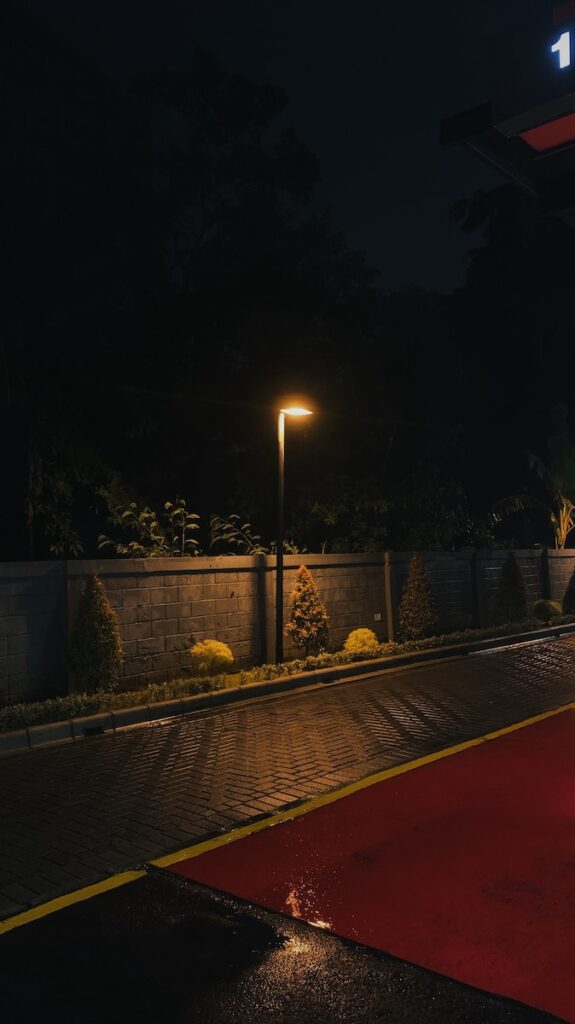 Street lighting enhances safety at night.